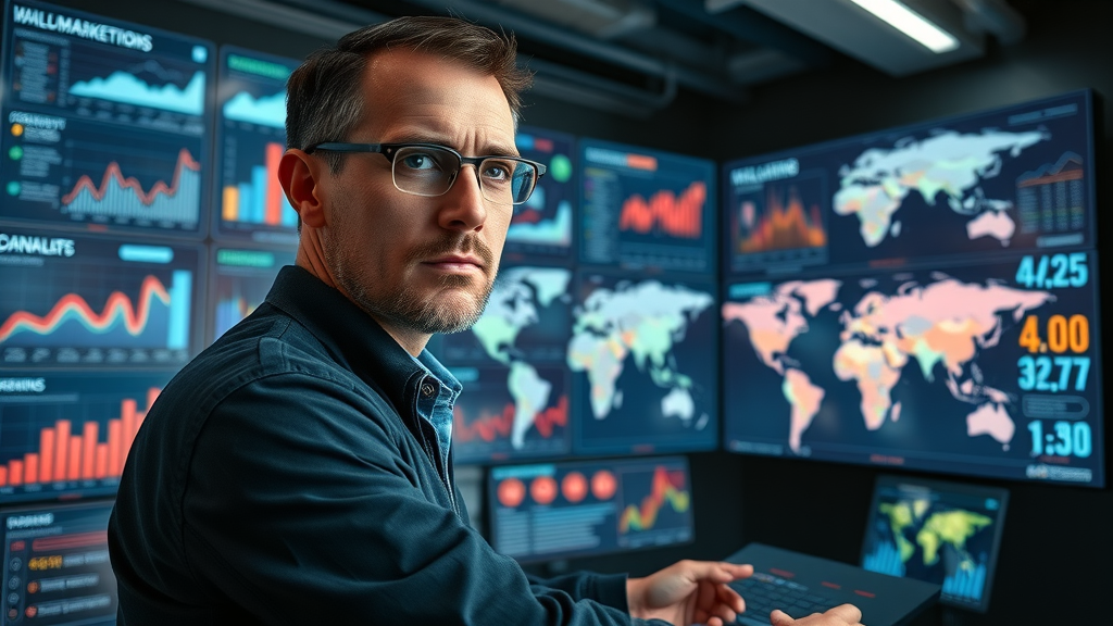 brand strategist monitoring live analytics across multiple media channels