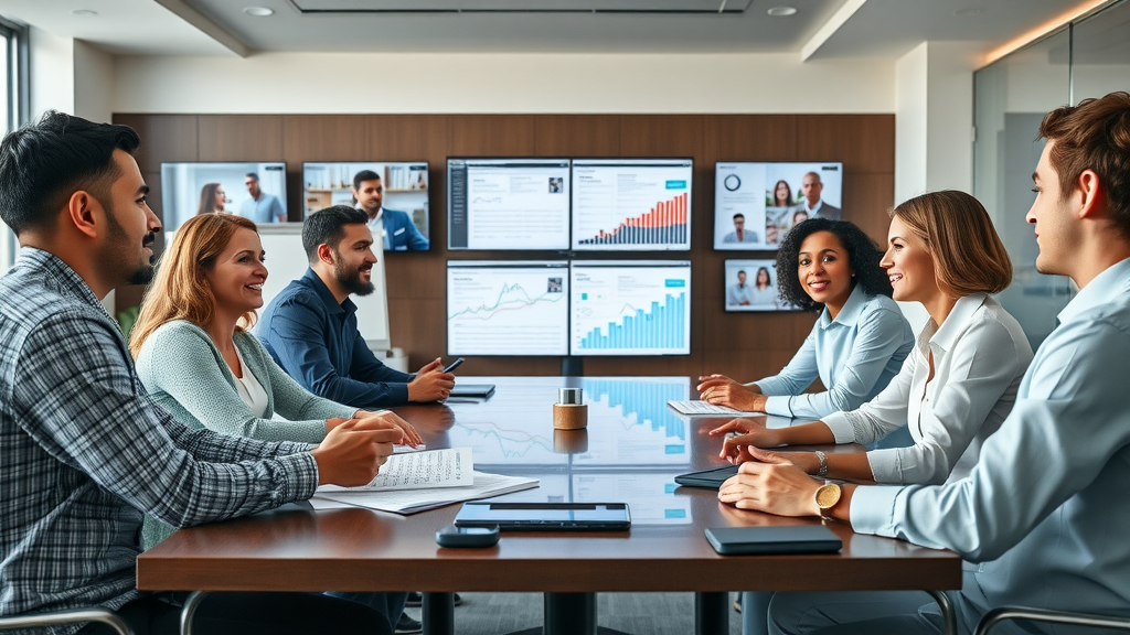 professional marketing team integrating digital and print media channel strategies