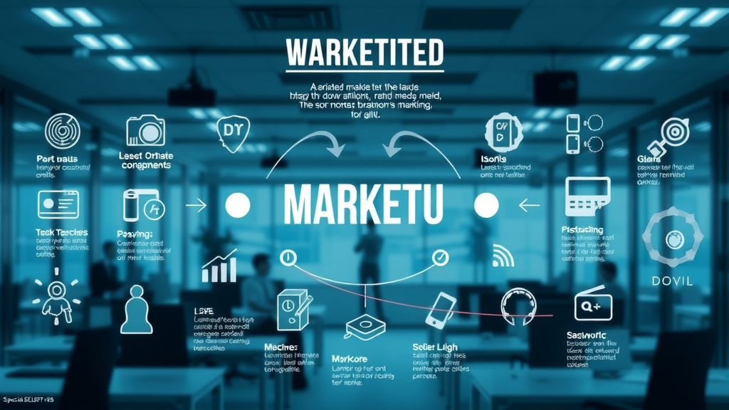 creative infographic visualizing marketing channels and flows between digital and traditional media for media channel strategy