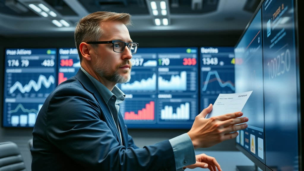 brand manager reviewing marketing analytics to plan next steps in media channel marketing success