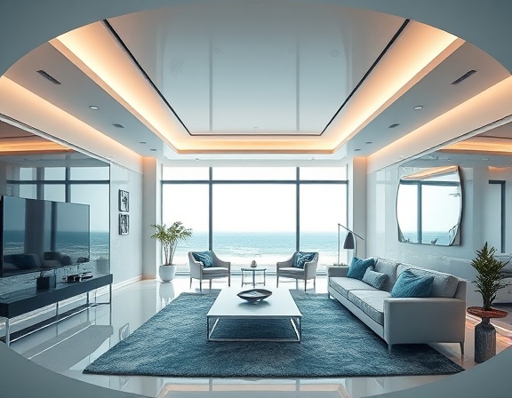 innovative media outlet, experimental, introducing VR content, photorealistic, ultra-modern home setting, highly detailed, panoramic virtual reality interface, smooth resolution, chrome and teal colors, ambient light, shot with an Oculus Quest Pro VR headset.