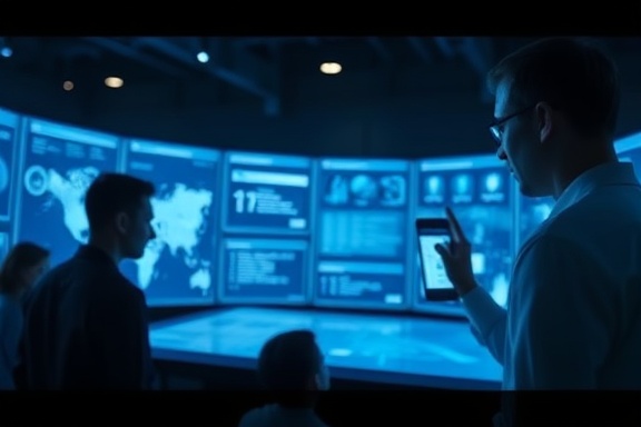 interactive media platform, users engaged intensely, navigating, photorealistic, sleek digital interface in a minimalist environment, highly detailed, immersive interaction, precise clarity, monochrome palette, cool blue lighting, shot with a Leica 28mm f/2 lens.
